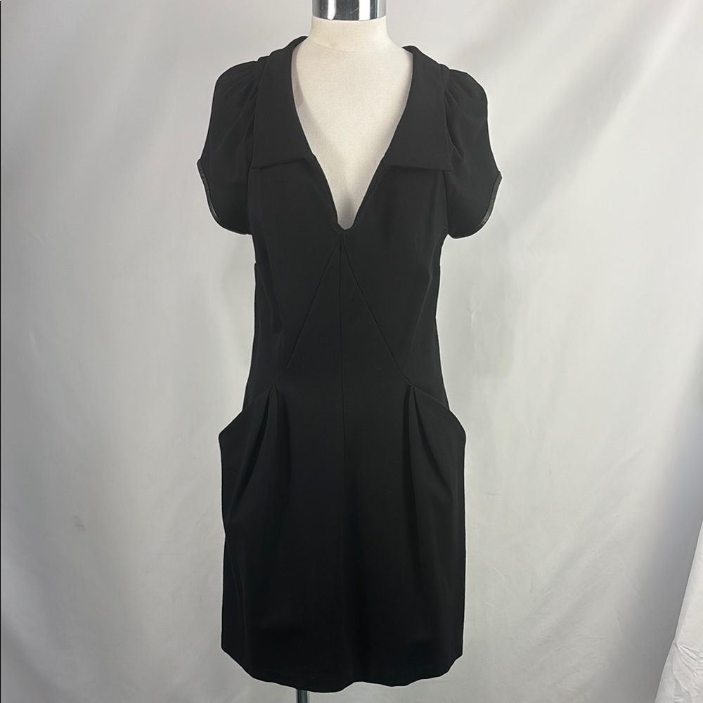 Edun Black Cap Sleeve Dress with Pockets
